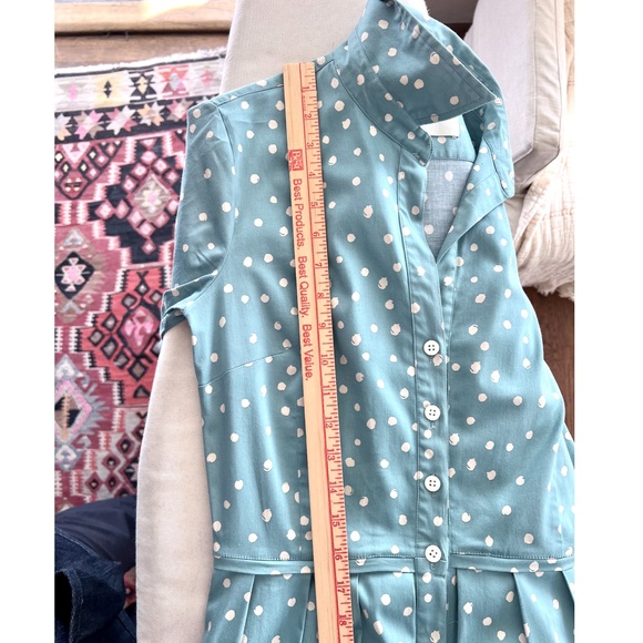 SAMANTHA SUNG Audrey Dress in Seafoam Blue White Dot Print - 4 - Picture 10 of 11